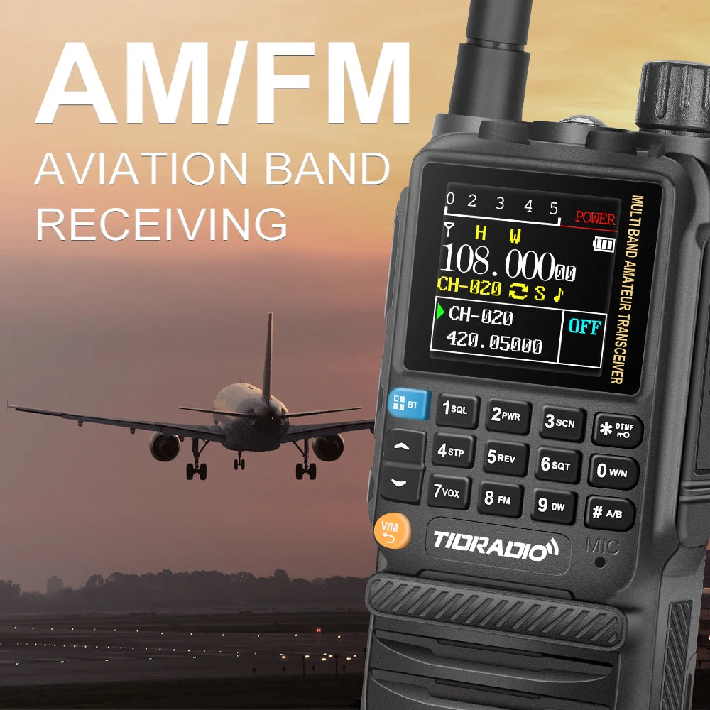 Walkie Talkie Phone APP Wireless Programming Dual PTT Air Band Long Range Radio USB Type-C Cable