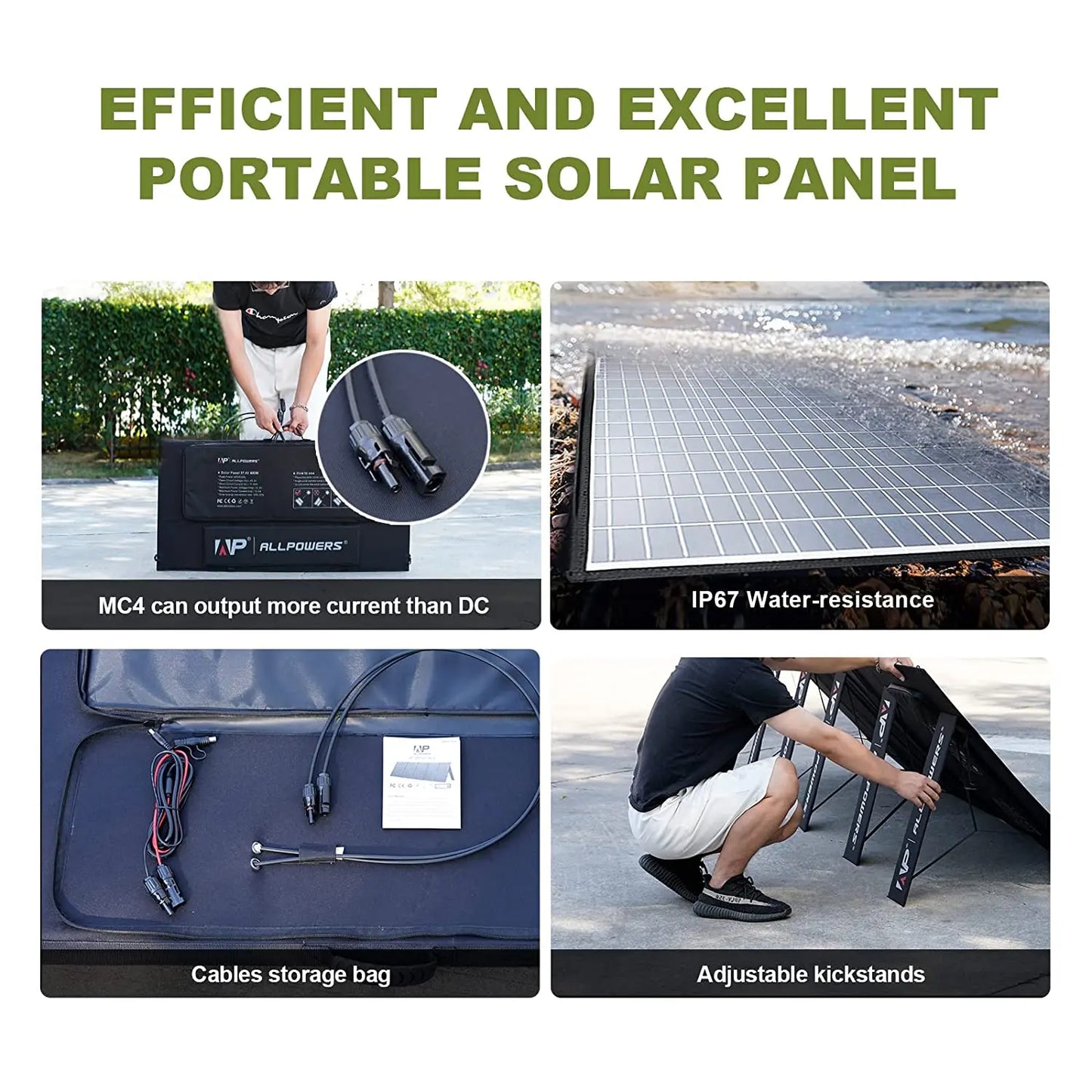 Foldable Solar Panel 400W / 200W / 140W / 100W / 60W solar generator with Output for Power Station