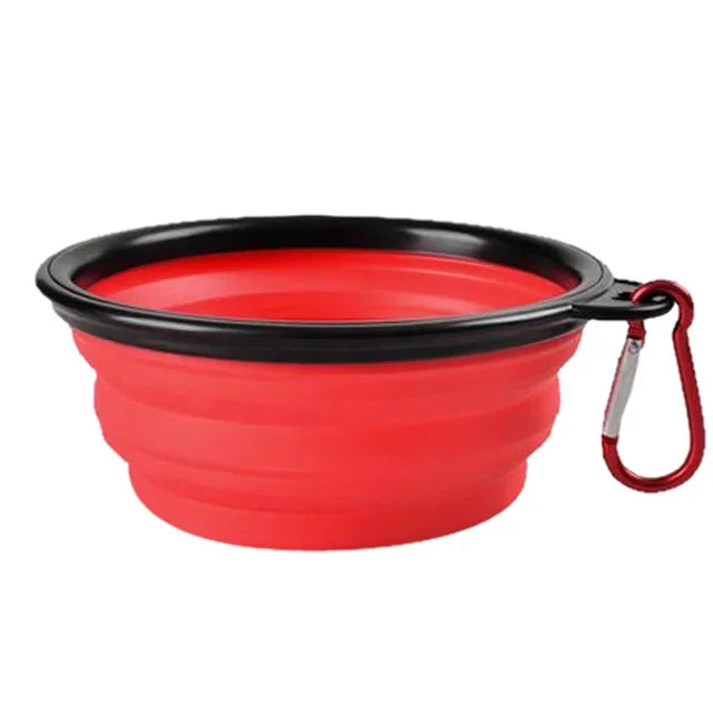 Collapsible Pet Silicone Dog Food Water Bowl Camping Travel Folding ,Carabiner Pet Supplies