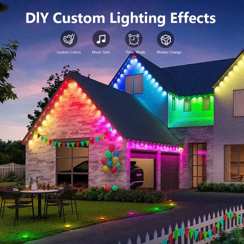 Smart Bluetooth Permanent Outdoor Music Sync Light IP67 Waterproof Voice Control Holiday Party