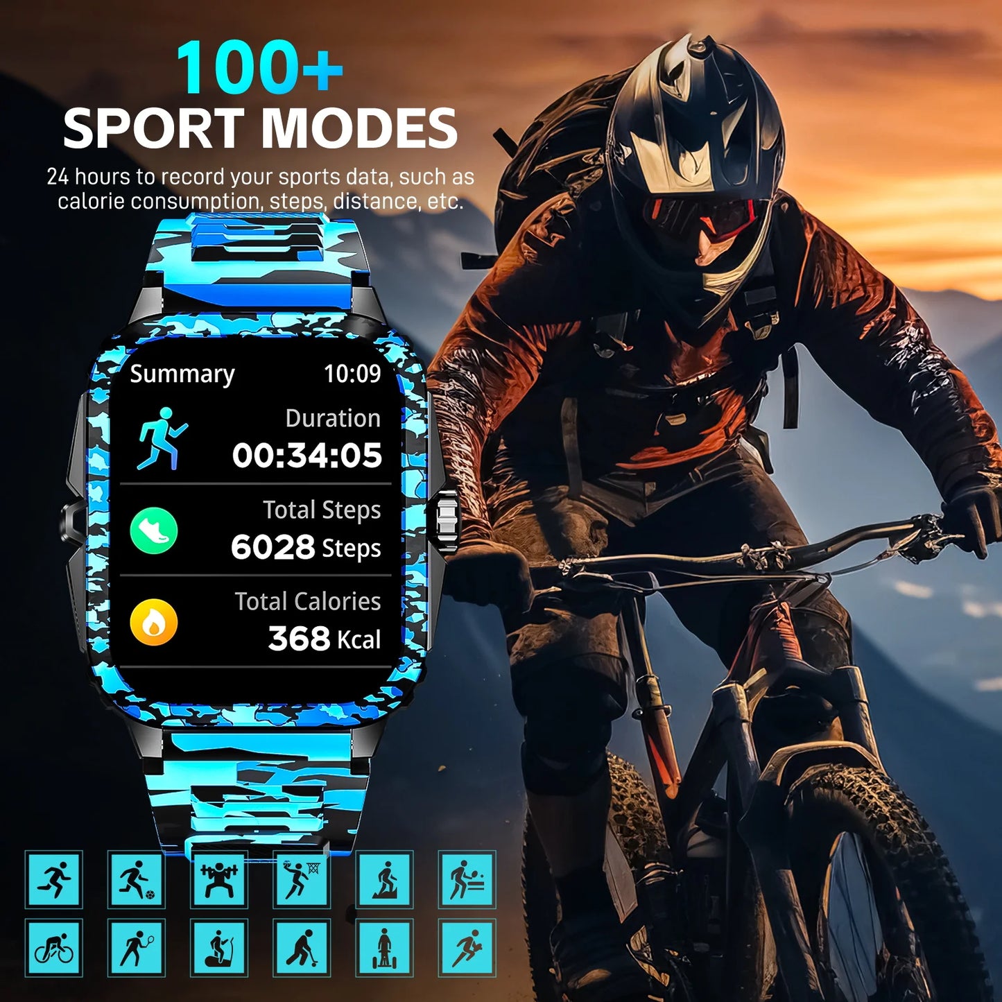 Smart Watch 3ATM Waterproof1.96" KT71 Fitness Tracker Heart Rate Bluetooth Call  Original Design
