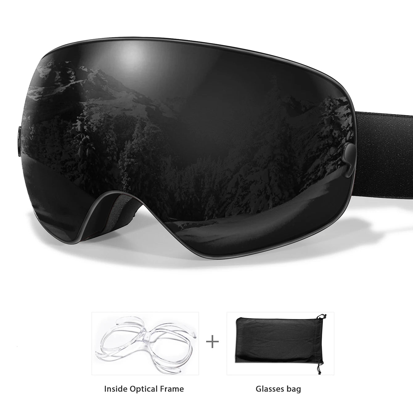 Winter Outdoor SKI Goggles Men/Women Teen, Free Optical Frame/Bag, UV400 Anti-Fog Snowboard Eyewear