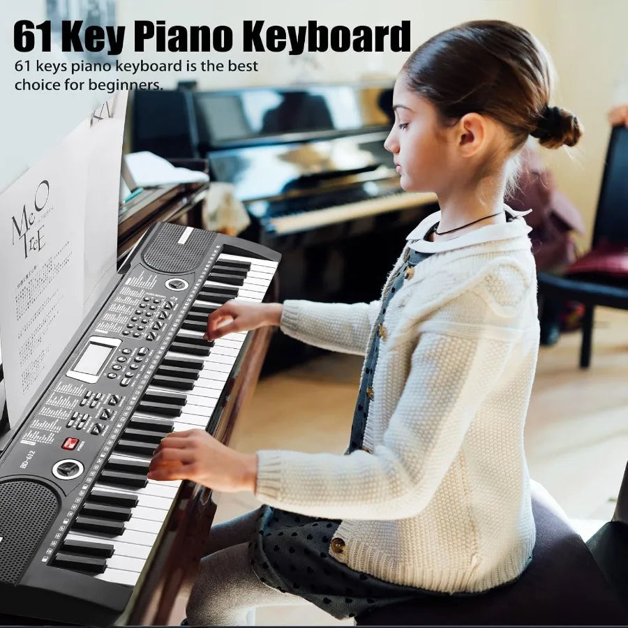 61 Key Portable Electronic piano Beginners,Builtin Speakers Microphone Adjustable Sheet Music Stand