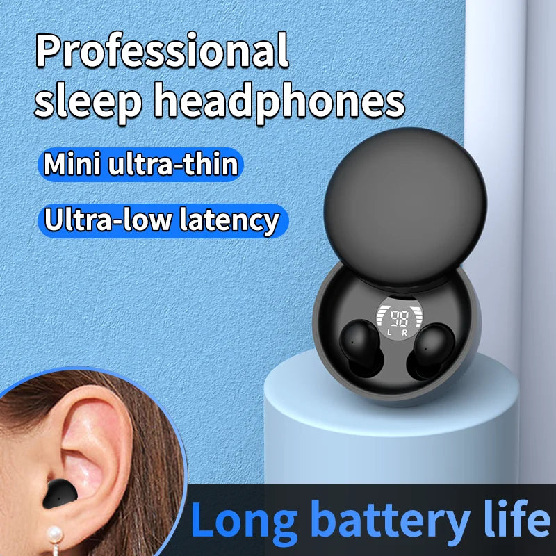 Bluetooth 5.4 Wireless Earphones Small,Sleeping Sport Invisible Bass Quality Headset Sliding Cover