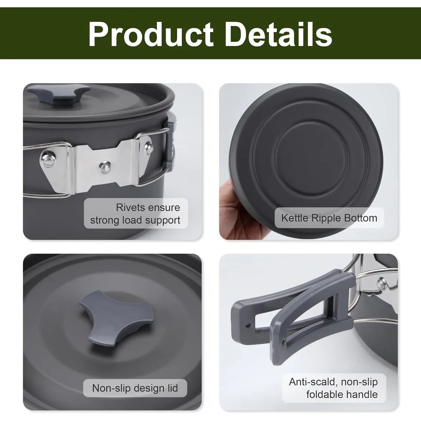 Camping Cookware, Portablewith Accessories, Camping Gear
