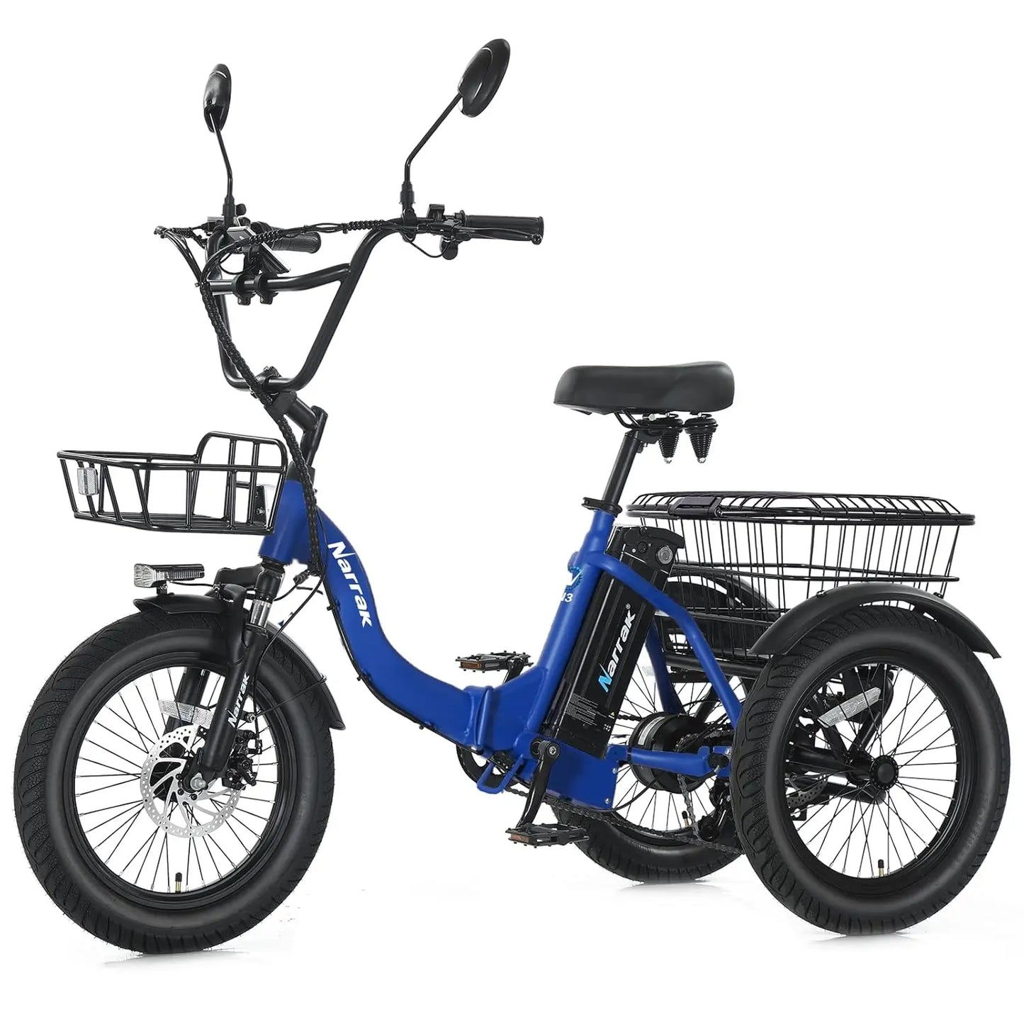 E-Tricycle, Adults,Fat Tire Folding ,3 Wheels E-Bikes, Peak 700W Step-Thru, Customized
