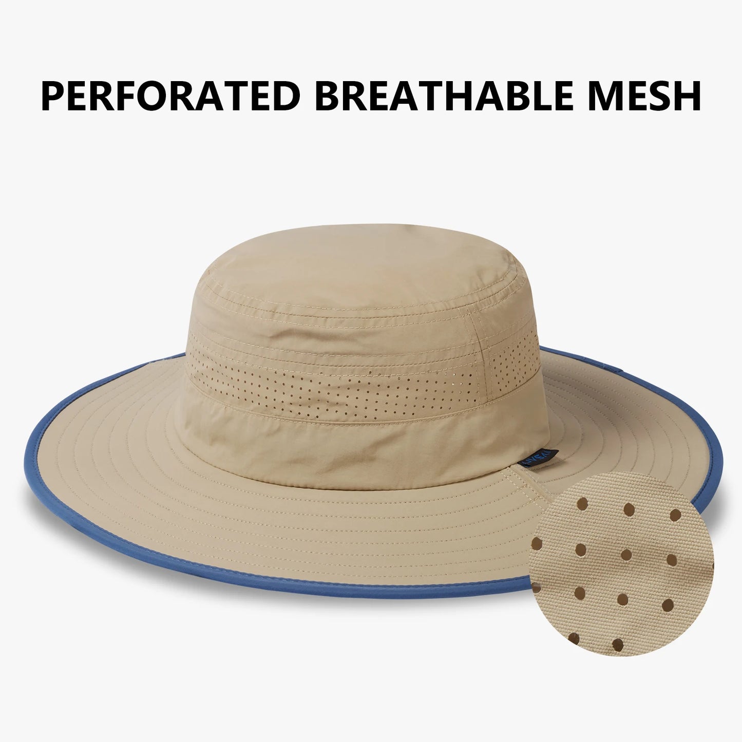UPF 50+ Foldable Brim Water-Resistant Sun Bucket Hat with Perforated Mesh Adjust for Men Women