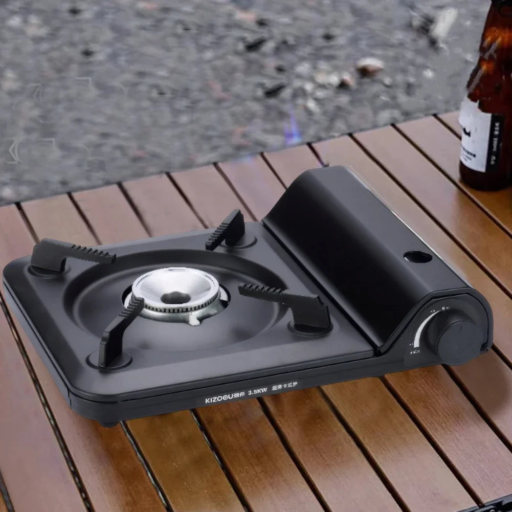 Single Burner Camping Gas Stove - Automatic Ignition Cassette Outdoor Cooking Hiking Picnic