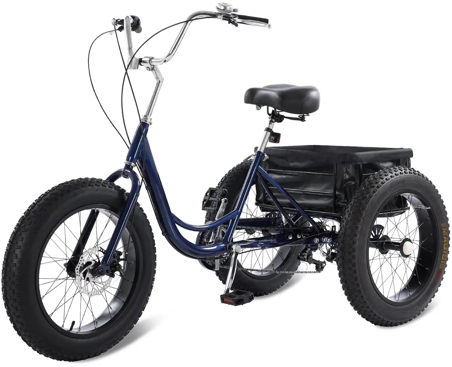 Fat Tire Adult Trike M/W 20 Inch 3 Wheel, 7 Speed, Rear Cargo Basket, Disc Brakes, Customized