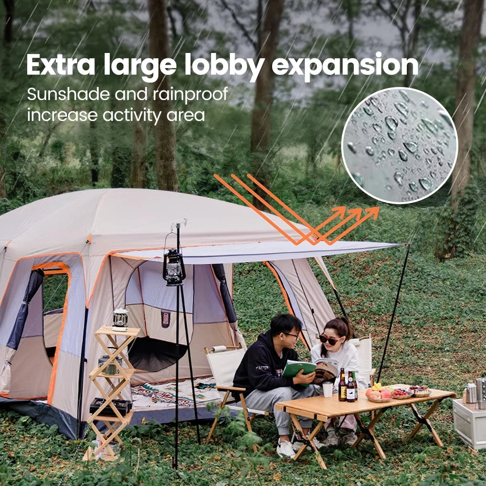 Large Family Tent 8-12 Person 2 Room Windproof, Sun Protection bug Net, Instant ,4 Season