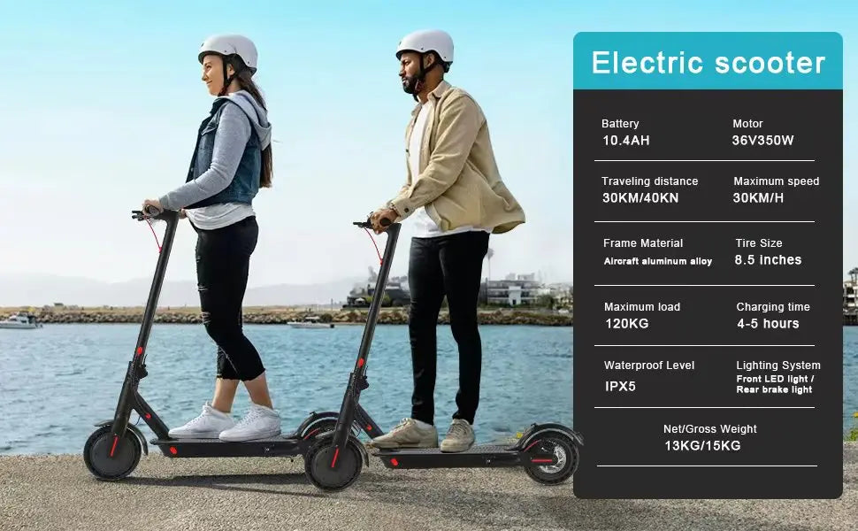 E-Scooter Foldable Waterproof Adultr 8.5 Inches Explosion-Proof Tire 36V 350W 10.4Ah Configuration