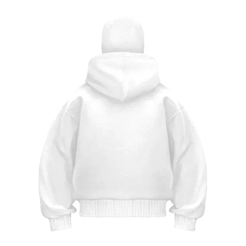 Men/women Balaclava Y2K Gothic winter Warm, double hooded sweatshirt men's mask zipper sports Jacket