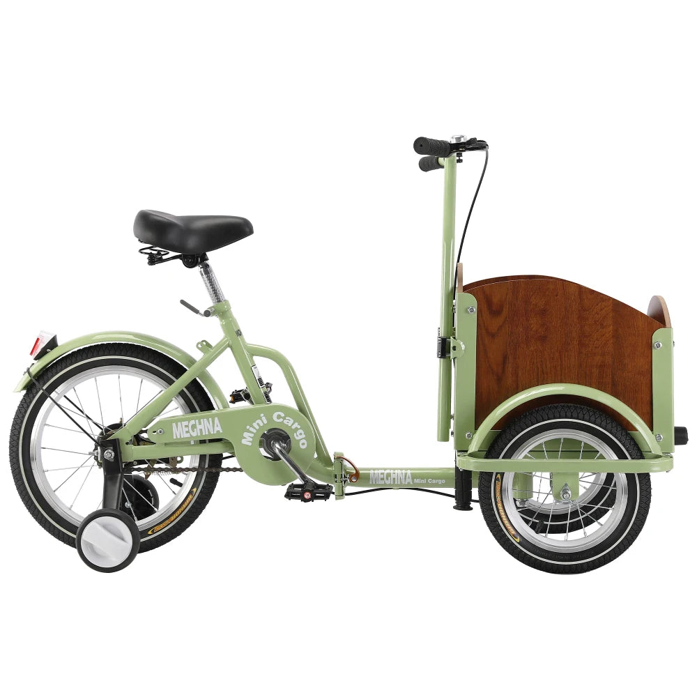 Foldable Tricycle for Kids Ages 6-12 Cargo Bike Pet Bike Reverse Tricycle  Parent-Child Bike