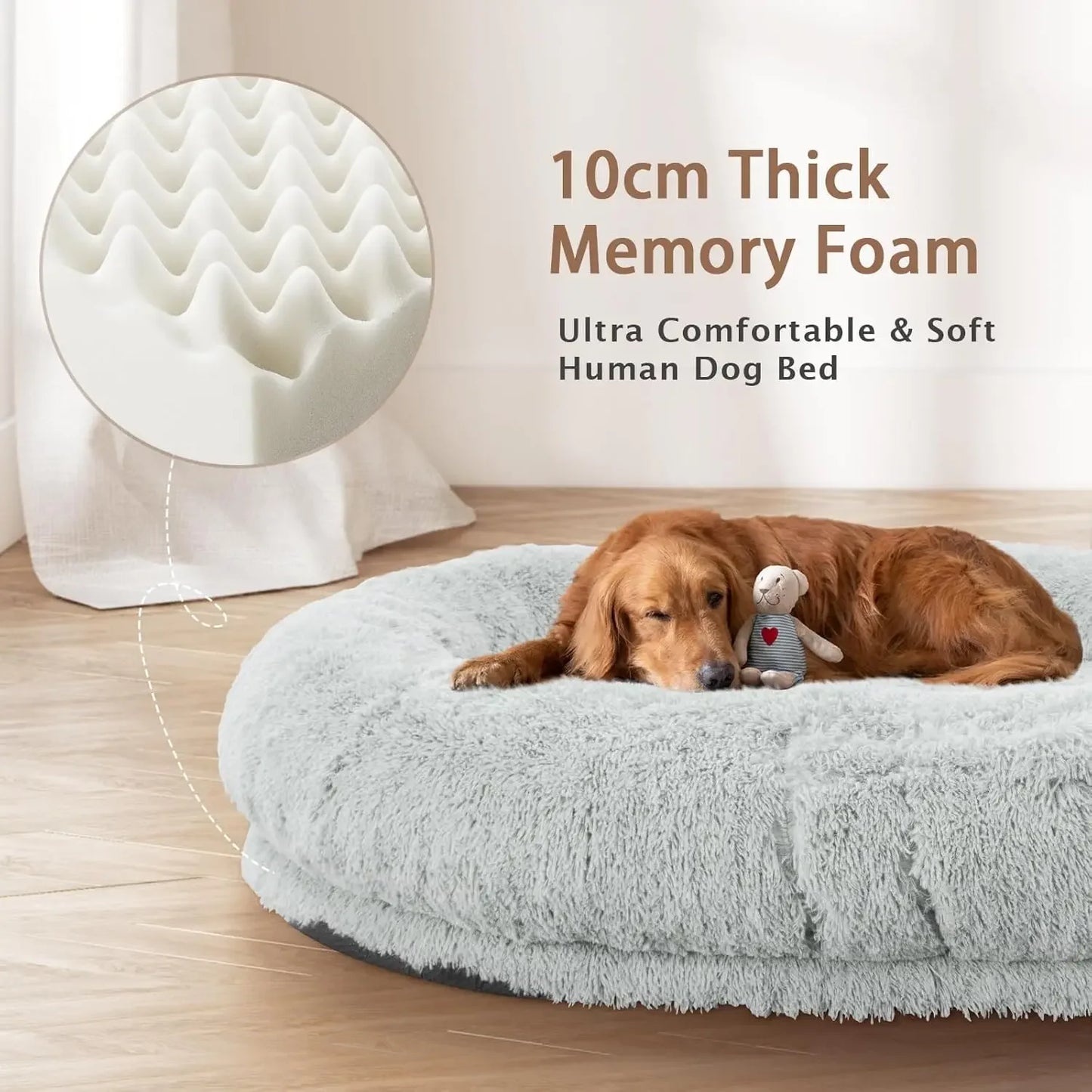 Human Dog Bed,71''x45''x12''Size, Adult and Pet Washable 10 CM Thick Memory Foam Large Oversize