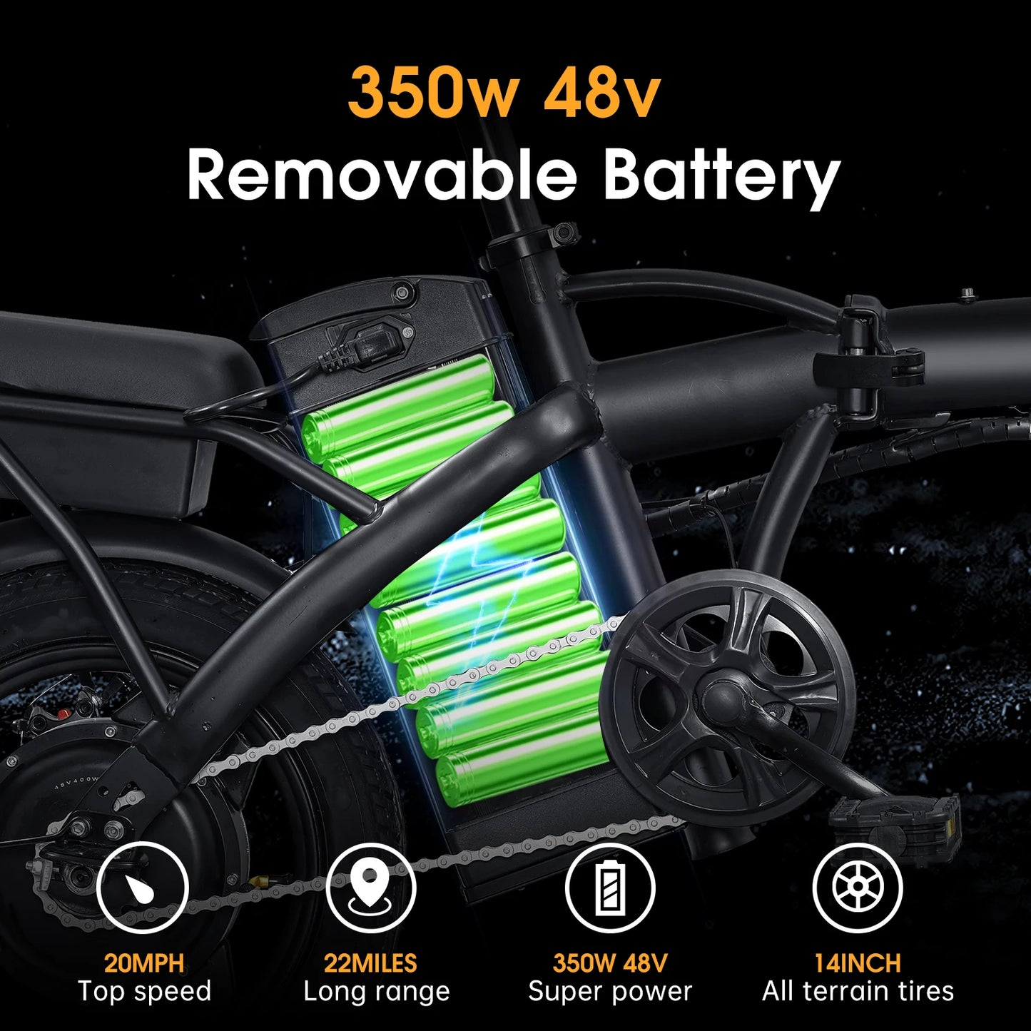 Folding Electric Bike With Basket 350W , 48V 10.4AH Commuting Lightweight Cycling Escooter