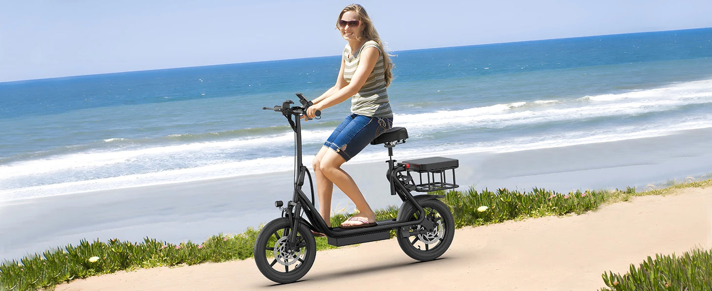 500W 14inch Electric Bicycle 10.4AH Battery 28M Max Range 22MPH Max Speed Shock Absorption Foldable