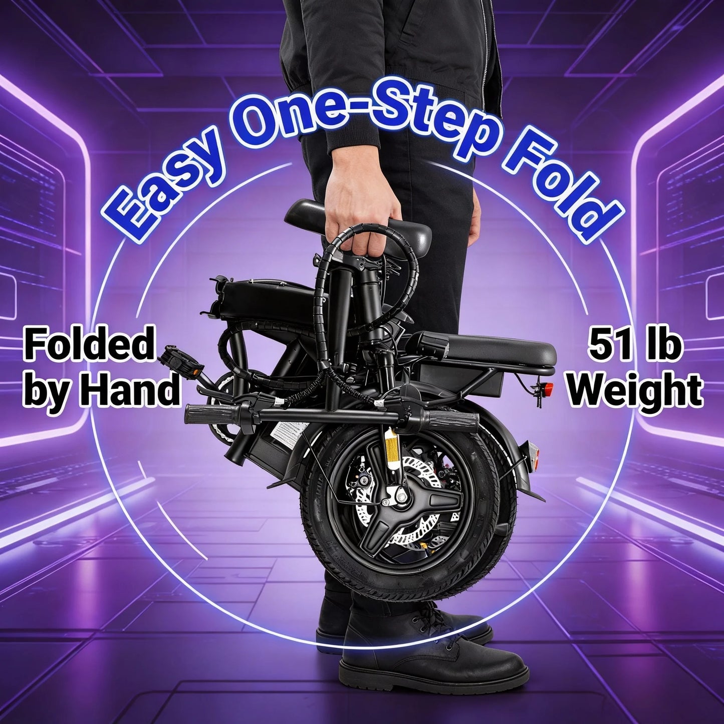 T5 Folding E-Bike with Basket for Grocery Runs 48V 350W 20MPH Free Shipping