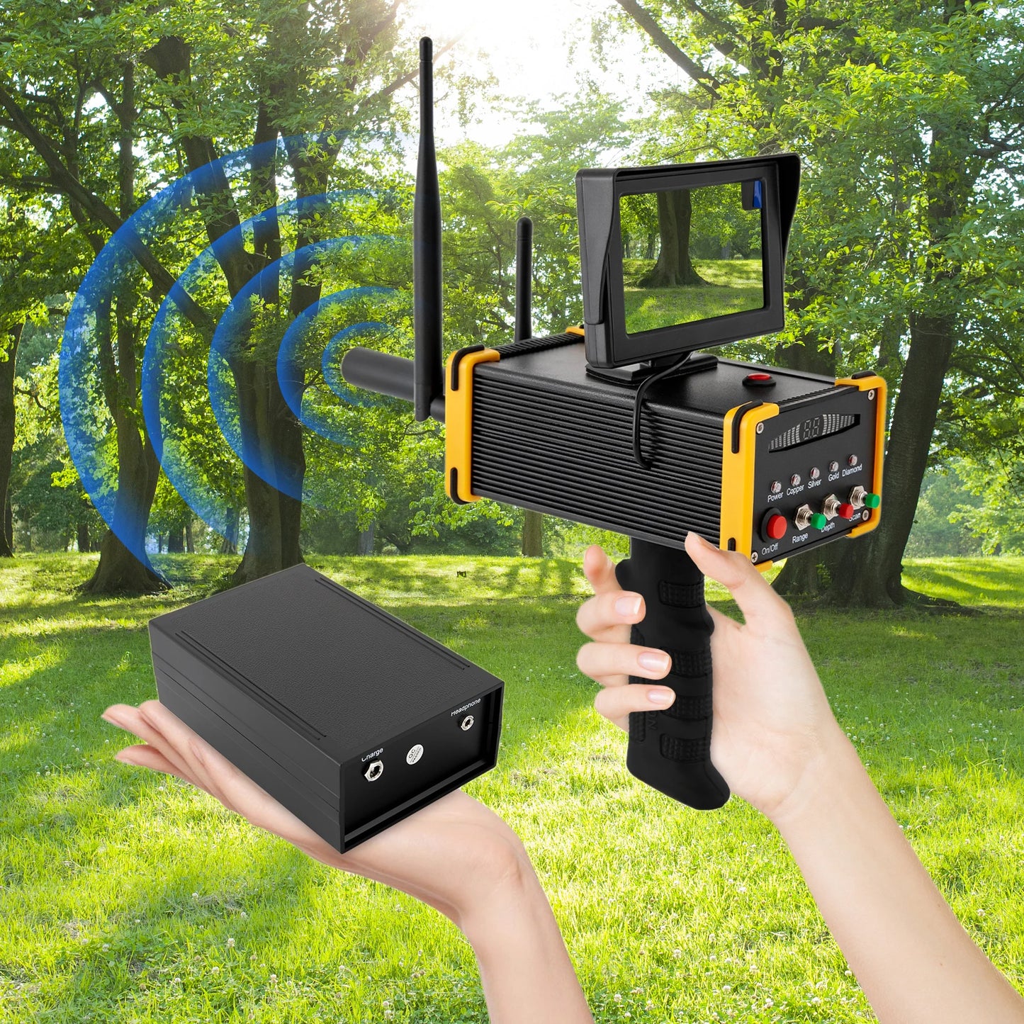 16m Depth 900m Range Metal,Gold Finder Undergrnd,W/ High Definition LCD Display,Auto Rotation Search