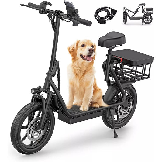 500W 14inch Electric Bicycle 10.4AH Battery 28M Max Range 22MPH Max Speed Shock Absorption Foldable