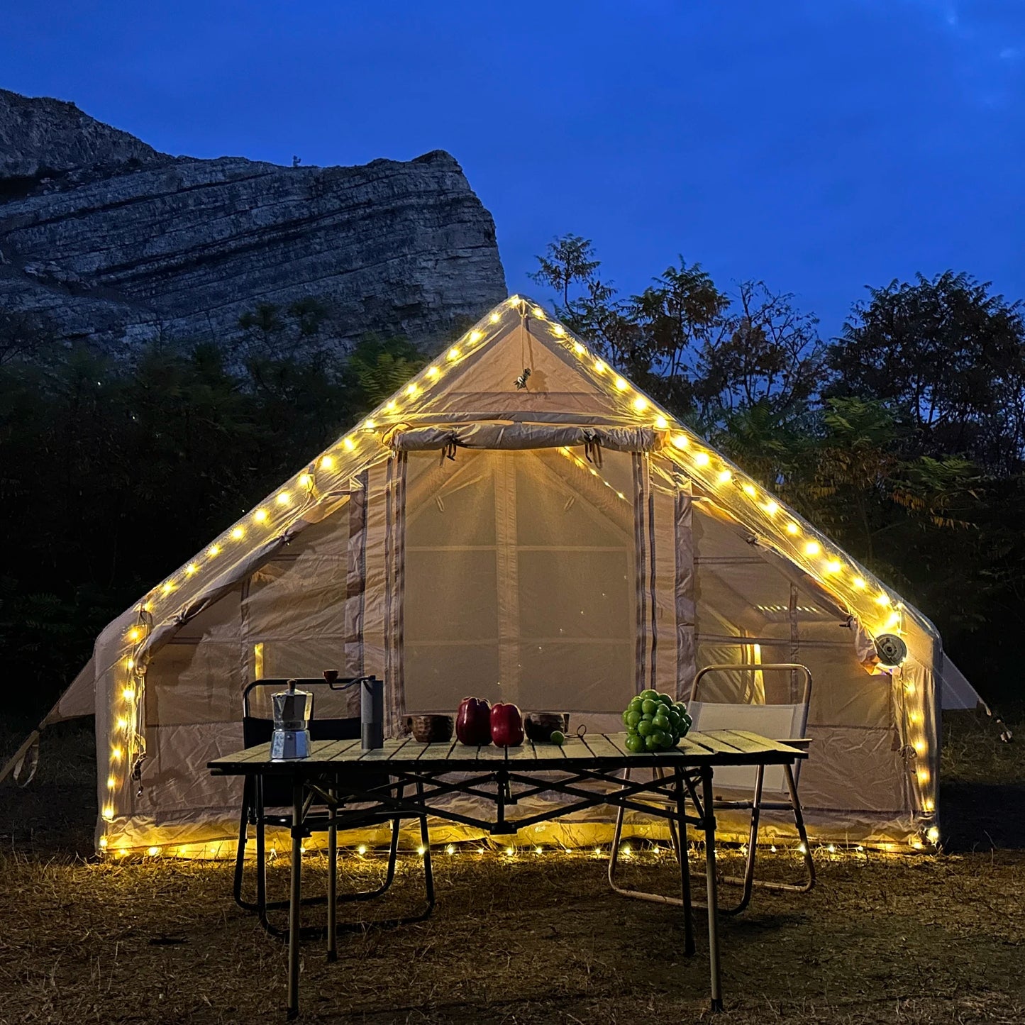 4-8 Person Inflatable Camping Tent - Quick-Setup Air Frame, 4-Season Waterproof Shelter, Stove Jack