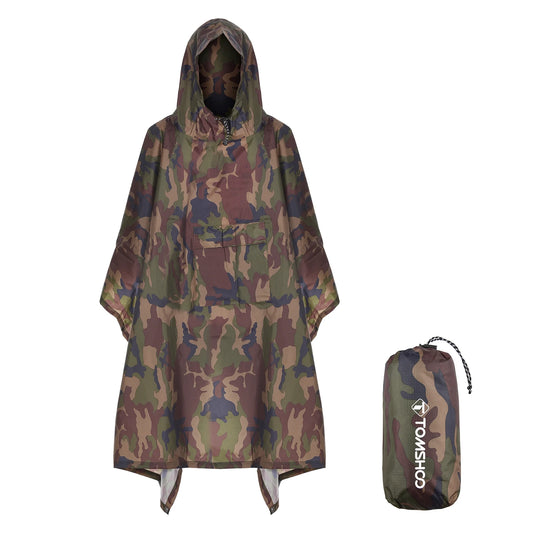Hooded Rain Poncho, Pocket Lightweight Waterproof,Sun Shelter,Men and Women Camping Hiking