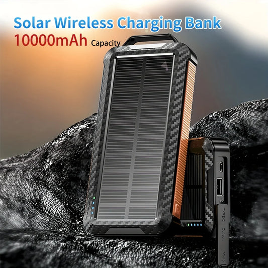 10000mAh power bank portable,solar power,Bring your own charging cable and a lighting lamp