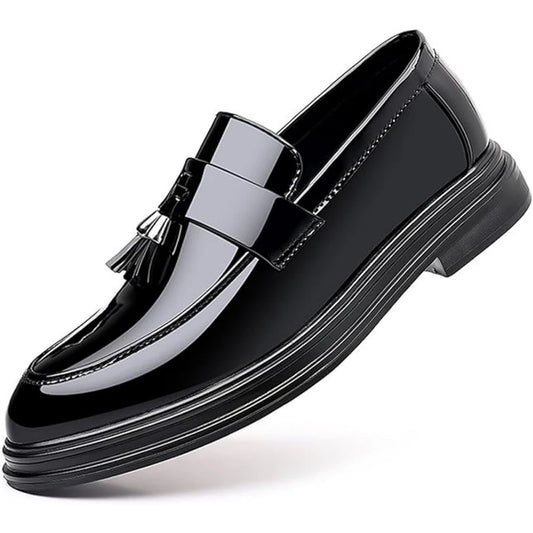 Men's Tassels High Gloss Patent Penny Loafers Business Casual Oxford Slip On Dress Shoes Shoe