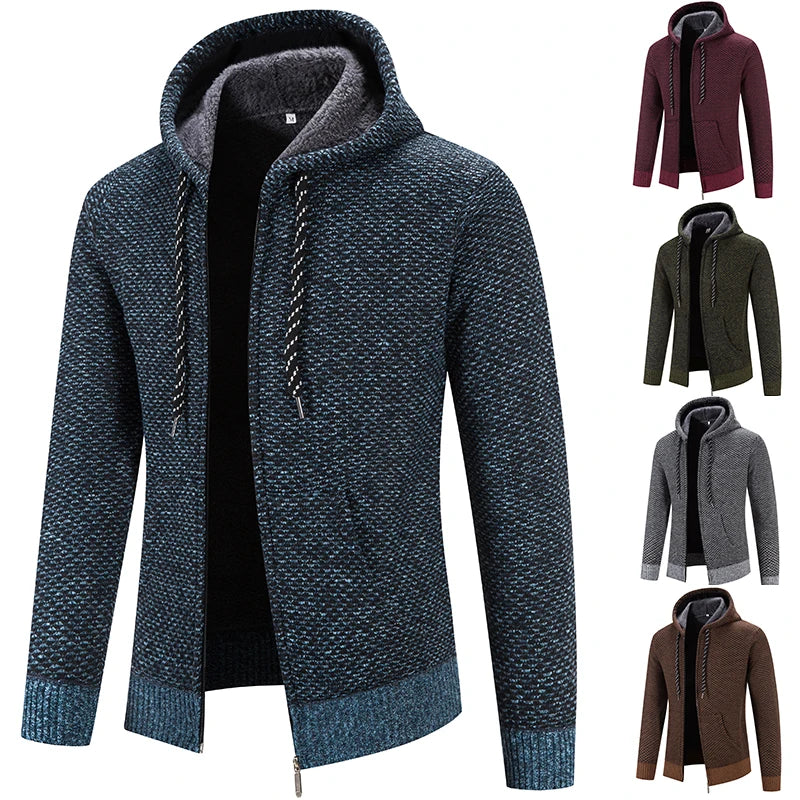 Male Knitted Casual Jackets, Hood Men's Sweater Coat Y2K Baseball Jumpers Jersey Top Clothing