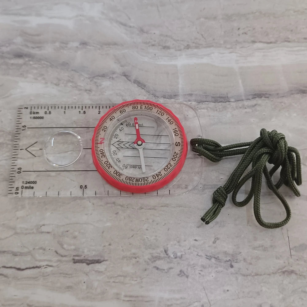 2-5PCS Luminous  Compass Shockproof Waterproof Travel Tools High Accuracy, Magnifier for Survival