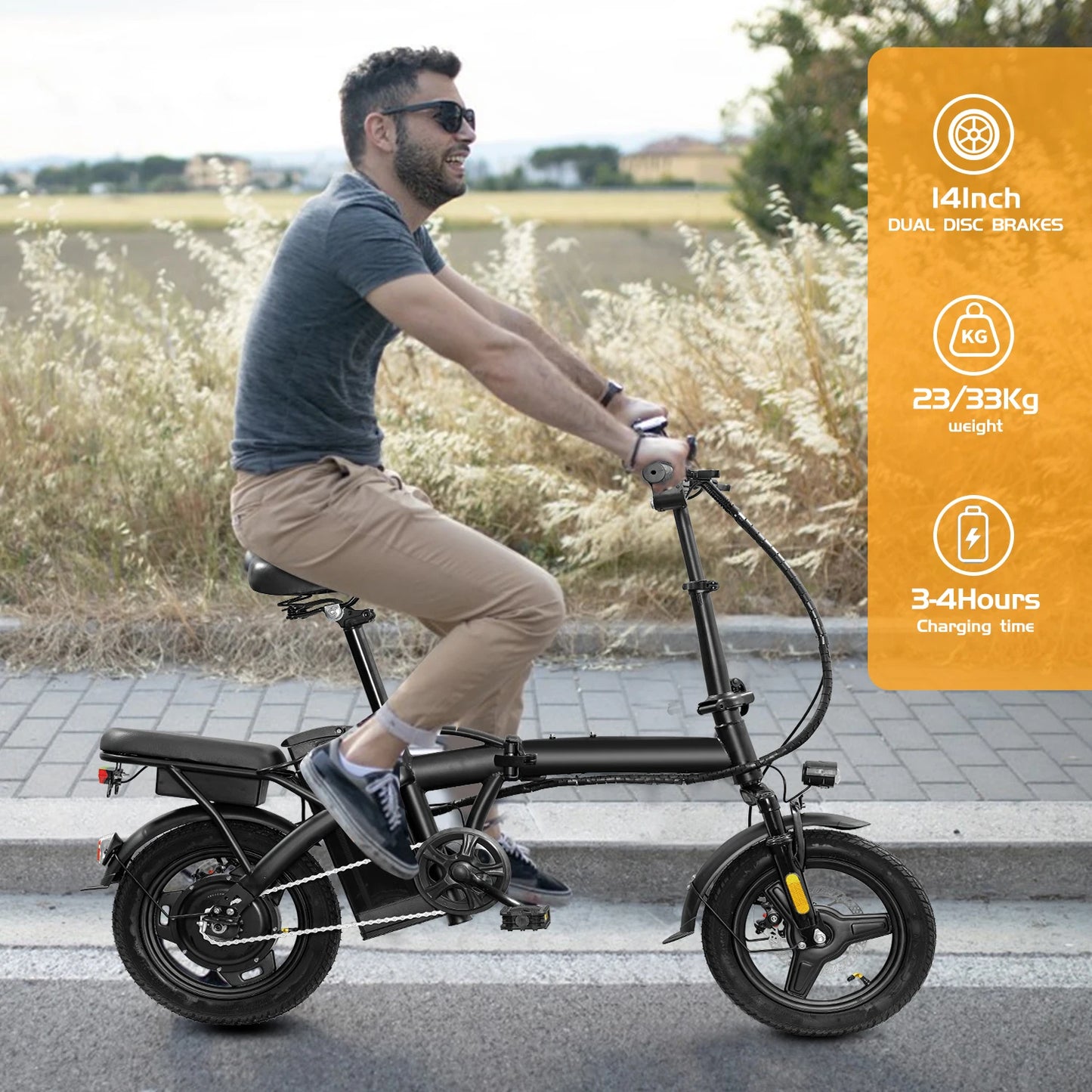 48V400W 10.4AH Foldable Electric Bike Child Dirt Bike E Bike Long Range With Basket Road Bikes