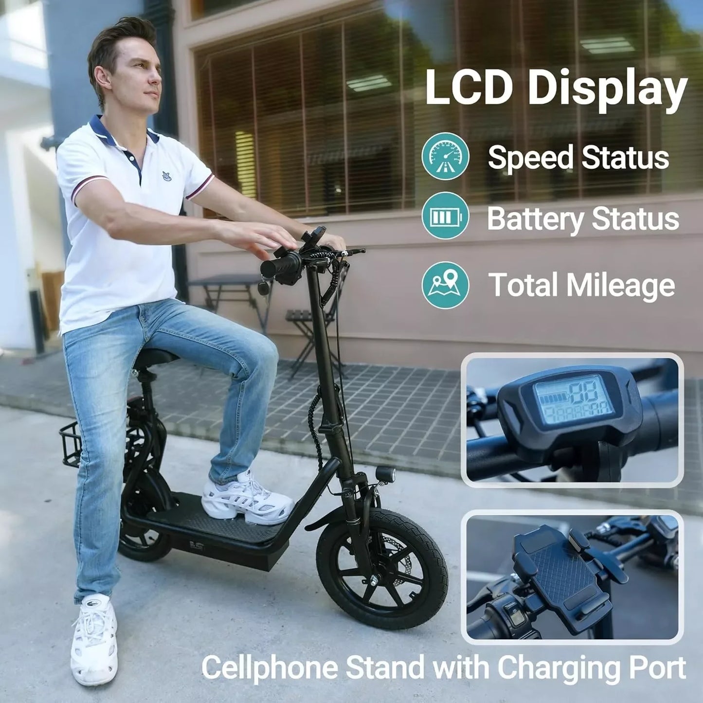 500W 14inch Electric Bicycle 10.4AH Battery 28M Max Range 22MPH Max Speed Shock Absorption Foldable