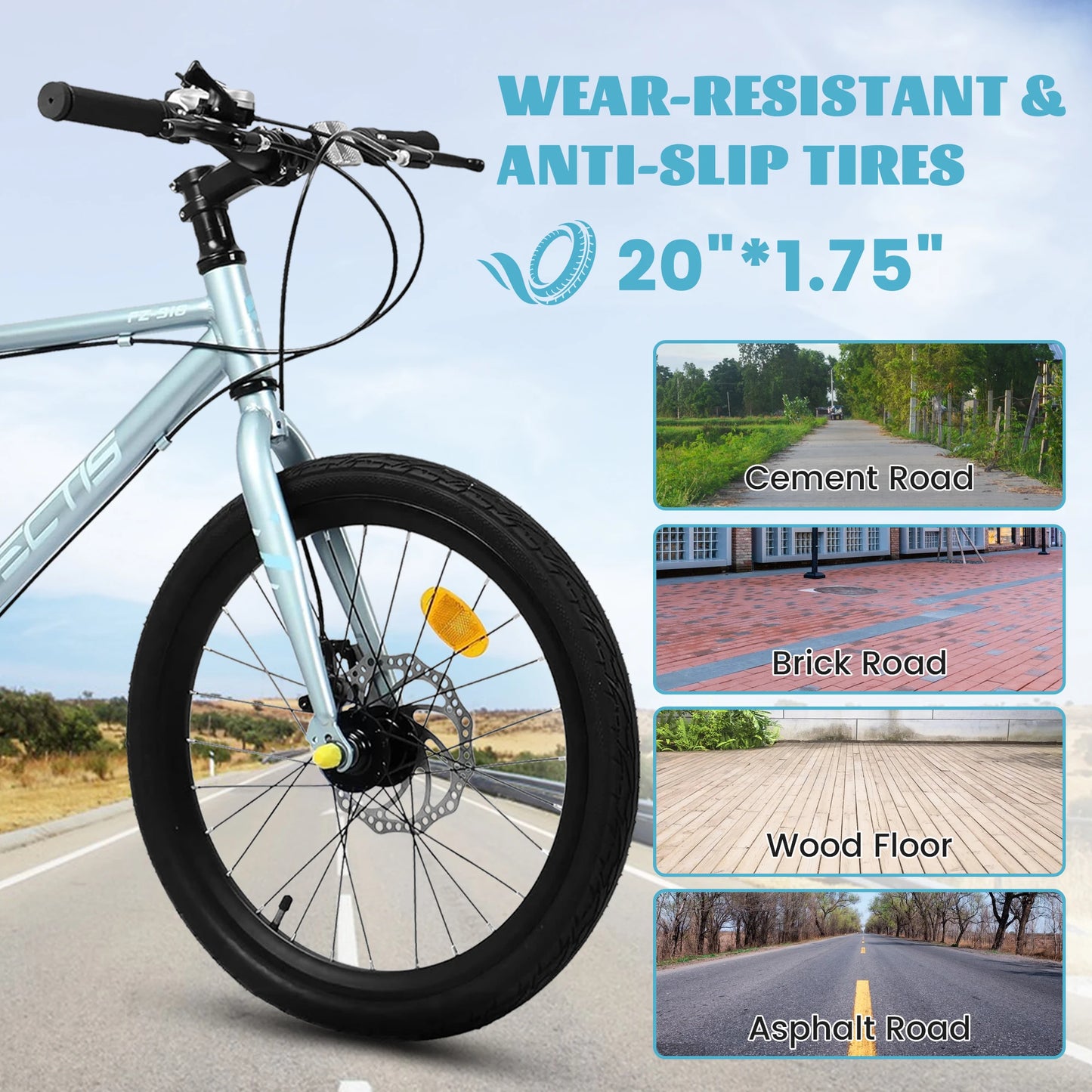 20 Inch Kids Bike for Boys Girls, 7-Speed Children Road Bike Steel Frame,Dual Disc Brakes,Ages 6-12