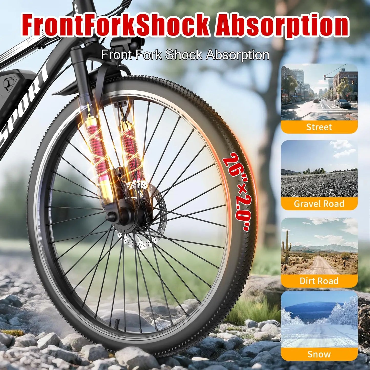 E-Bike, Adults, 750W Electric Mountain Bike, 7-Speed, Front Suspension, 20 mph Folding Bike 40 Mile