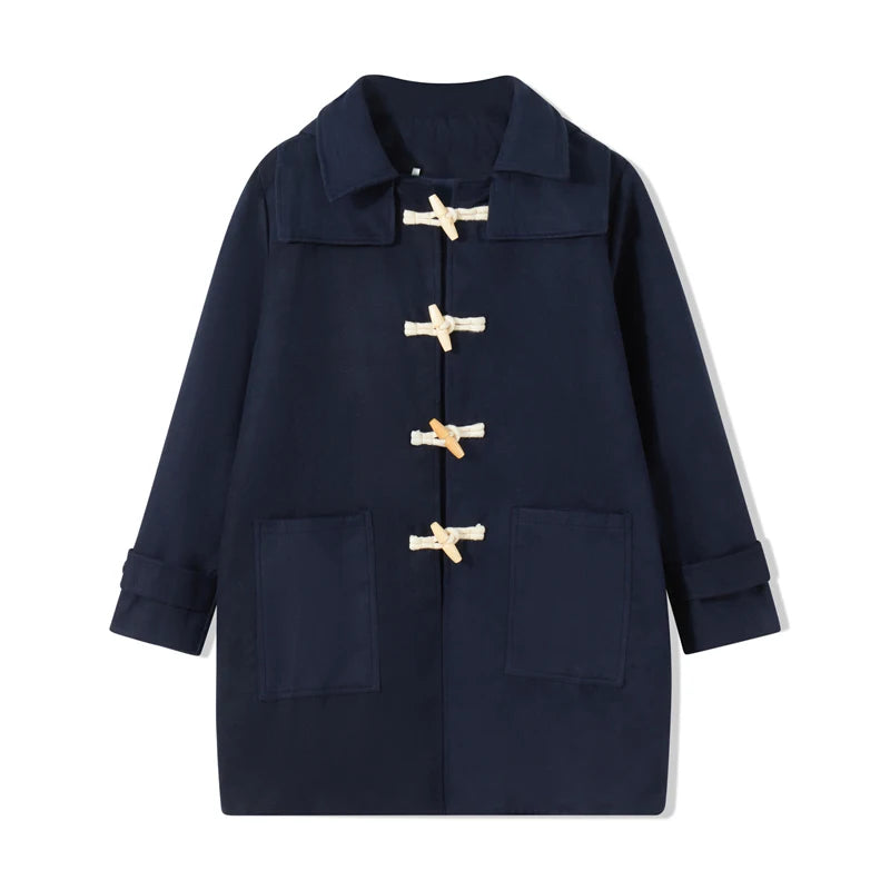 Men s Winter Duffle Coat Loose Fit Classic Wool Blend Long     Sleeve Hood Toggle Outwear