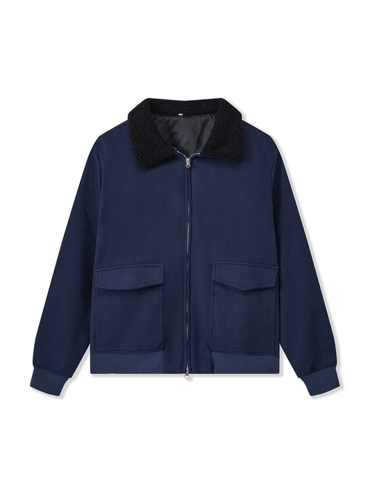 Men's Stylish Winter Coat, Plush Lining, Zip Up Closure, Long Sleeves,Turn Down Collar,Solid Color