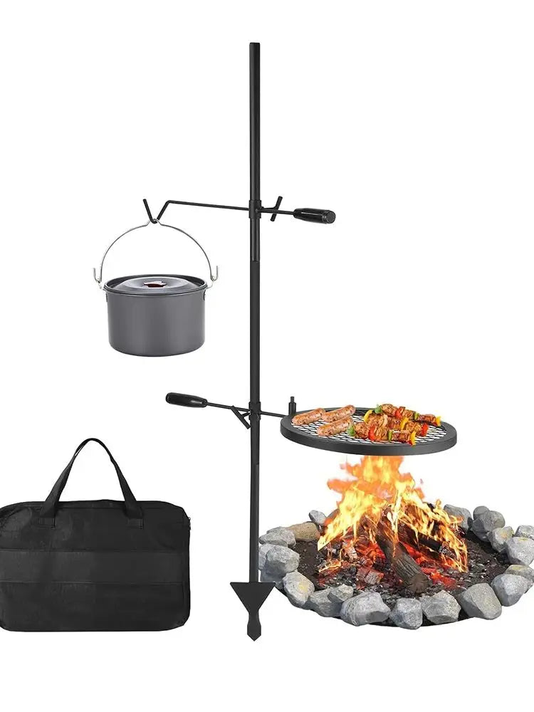 Swivel Campfire pit Grill, Carrying Bag Heavy Duty Steel Gratee Over open Fire Pits 360° Adjustable