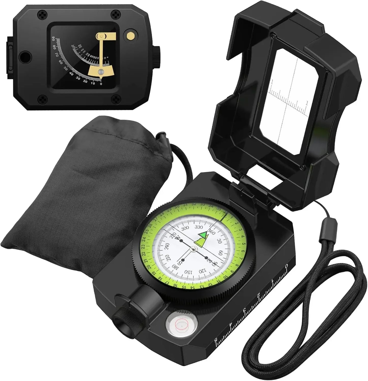Proster Hiking Compass - Aluminium, Waterproof, Clinometer, Fluorescent Scale, Carry Bag (128 chars)