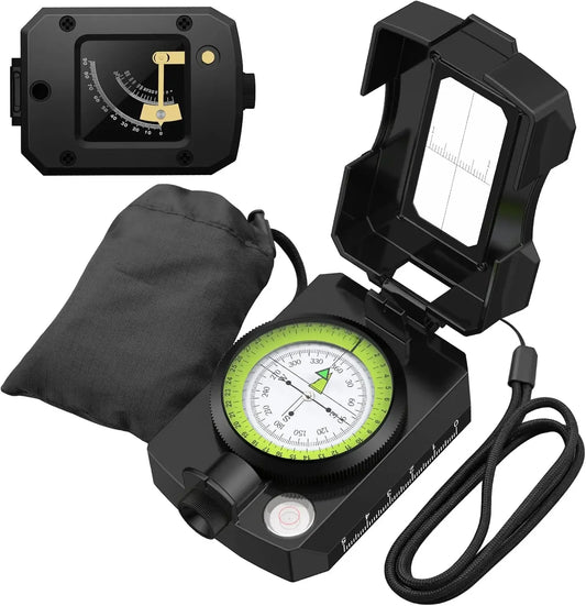 Proster Hiking Compass - Aluminium, Waterproof, Clinometer, Fluorescent Scale, Carry Bag (128 chars)