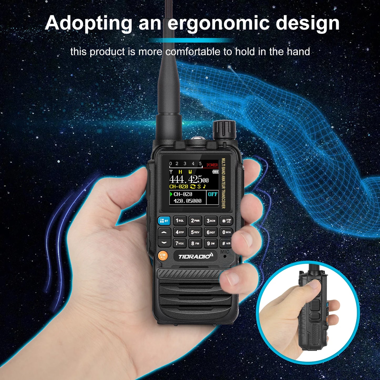 Walkie Talkie Phone APP Wireless Program HAM Air Band Long Range Radio USB Type-C Cable Prog/Charge