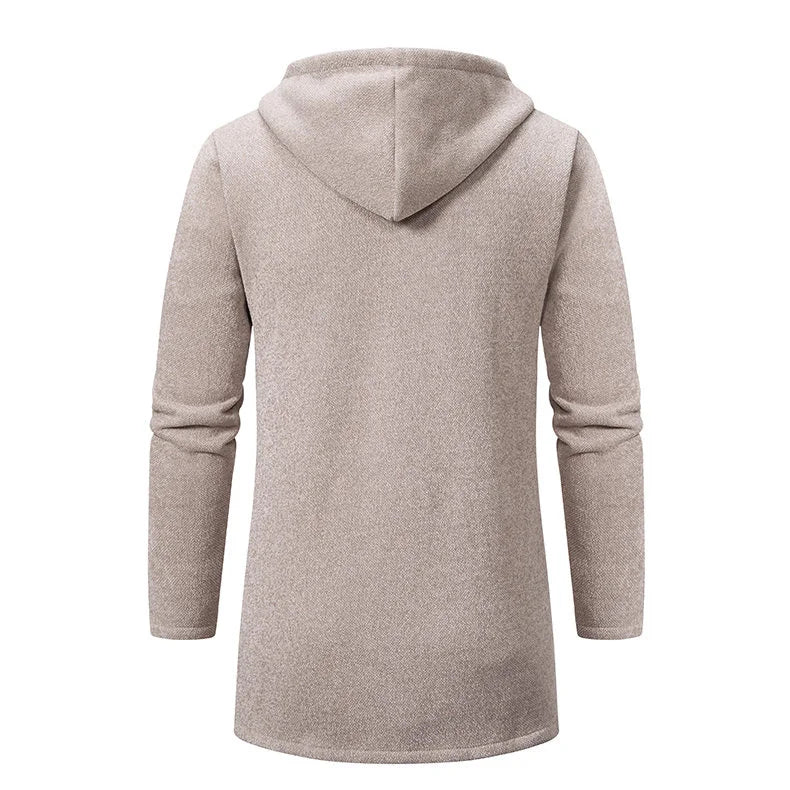 Winter Men's Thickened Hoodies Jacket  Long Sleeve Sweatshirts Cardigan  Solid Color Tops Overcoat
