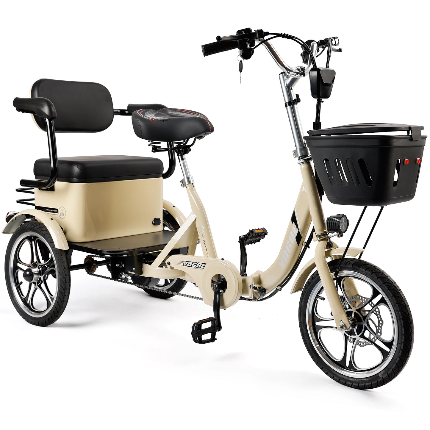 Artudatech 400W 48V 12A Elder Electric folding tricycle 3 wheel e-trike with Rear Seat