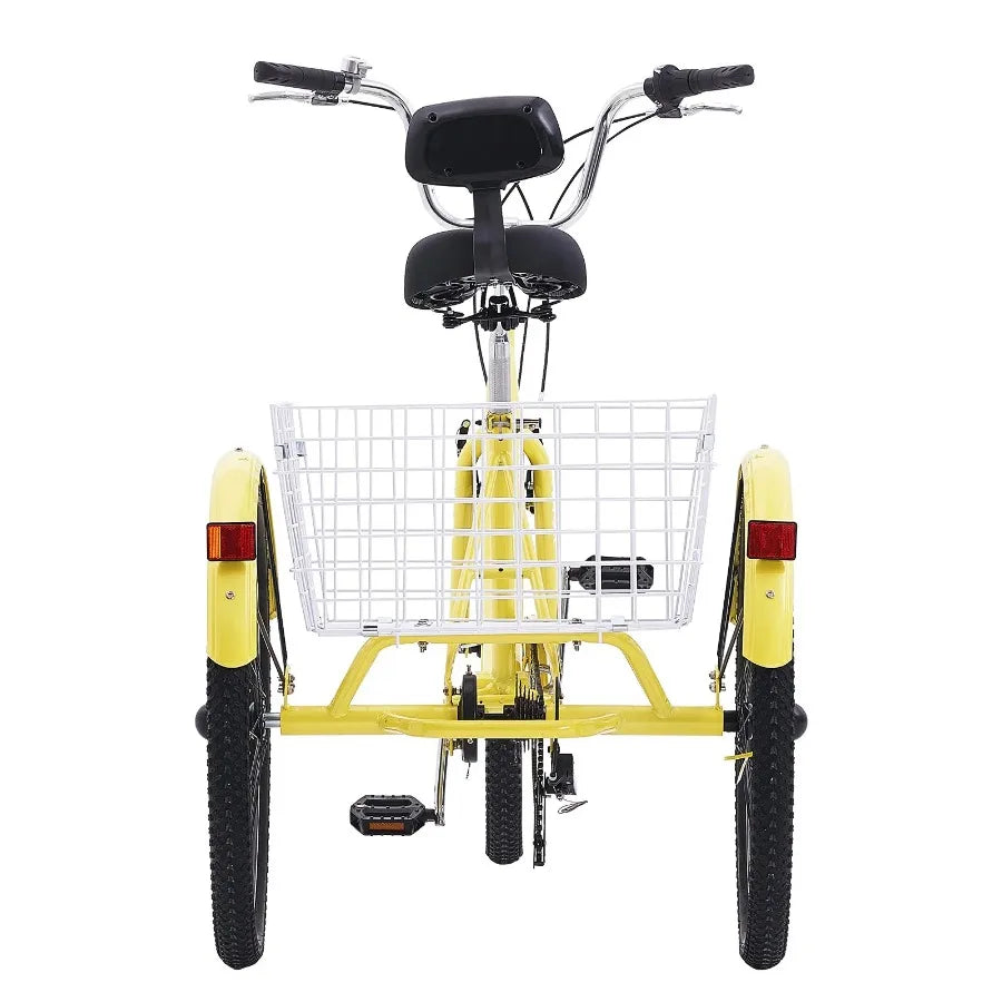 Adult Tricycles Bike 7 Speed Adult  26 Inch ThreeWheeled Carbon Steel , Basket and Adjustable Seat