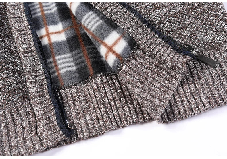 Winter Warm Cardigan Men Fleece Sweaters Full Zip Jackets Slim Fit Luxury Brand