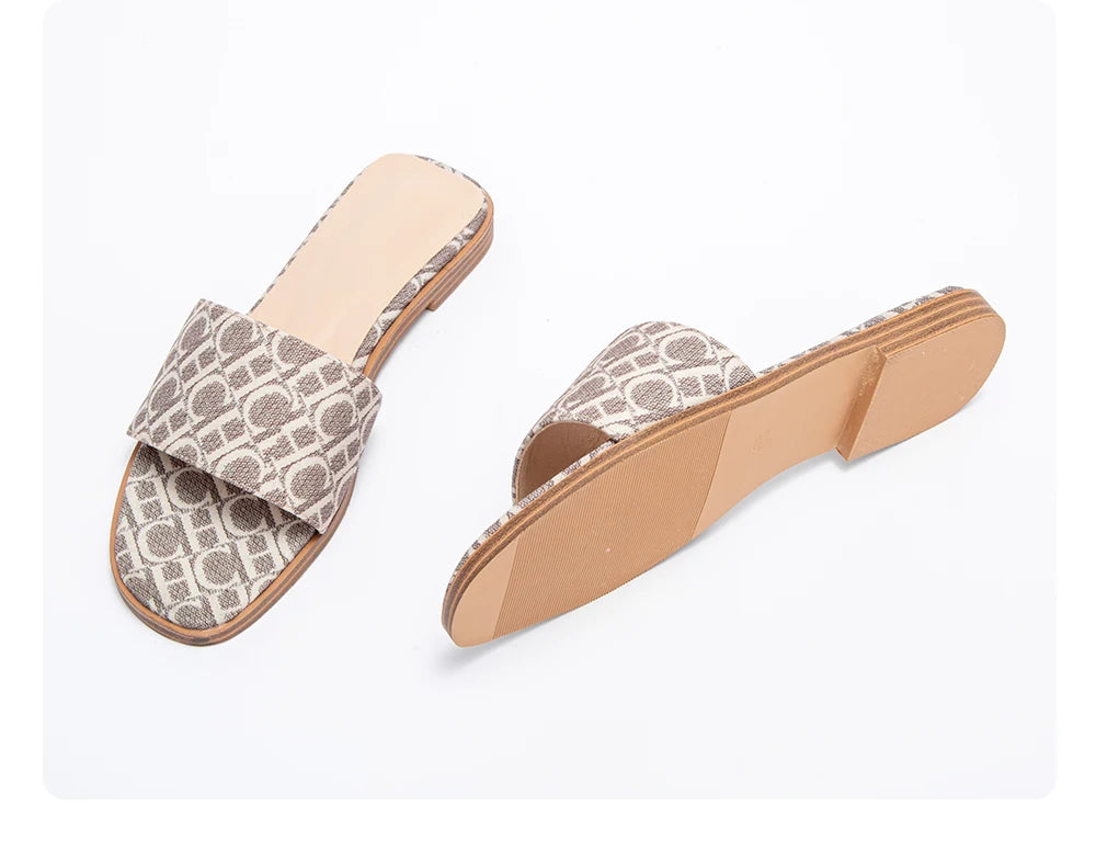 Classic Simple Design Comfortable Anti-slip Sole Printed Slippers Seasonal Fashion Women's Sandals