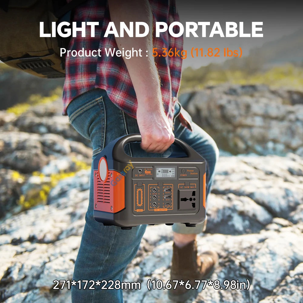 500W 300W Portable Power Station AC 110V Solar Generator LiFePO4 Battery UPS Emergency camp Home