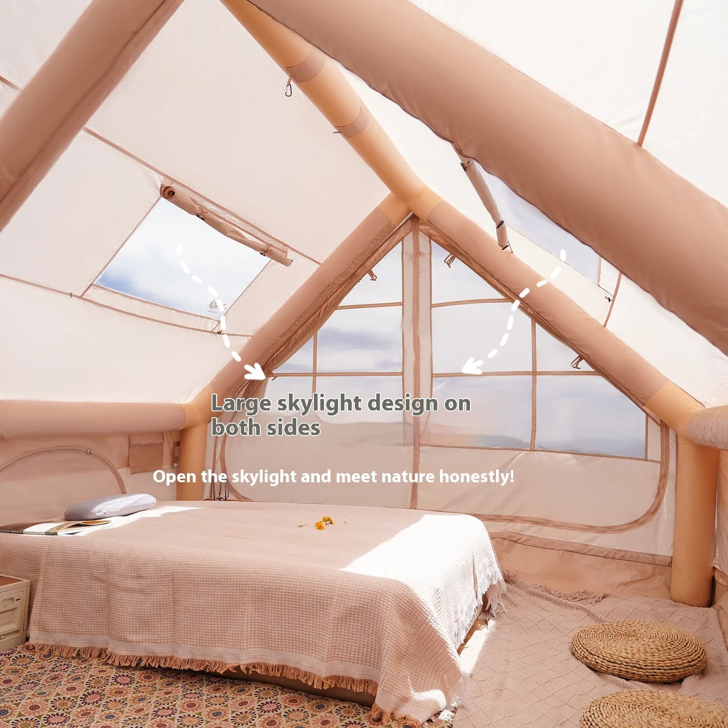 Inflatable Tents Camping, Luxury, Inflatable, Stove Plug, 4/6/8 Person Family Camping