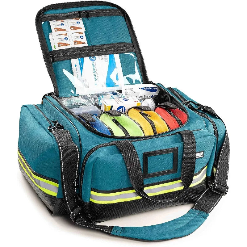 Fully-Stocked First Responder Professional Advanced EMT，EMS Trauma Kit HSA,FSA Approved ，Reflect bag