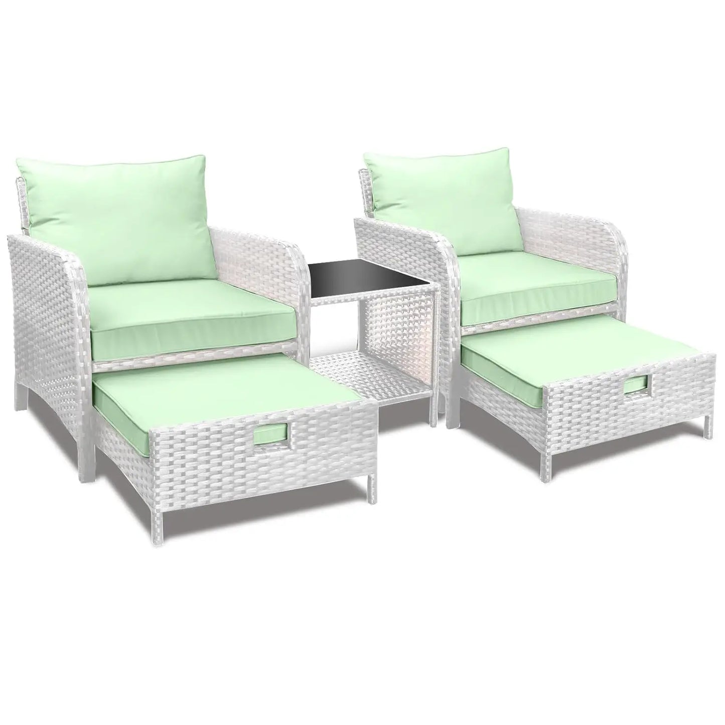 Balcony Furniture 5 Piece Patio Conversation Set, PE Wicker Rattan .Soft Cushions 2, Customized