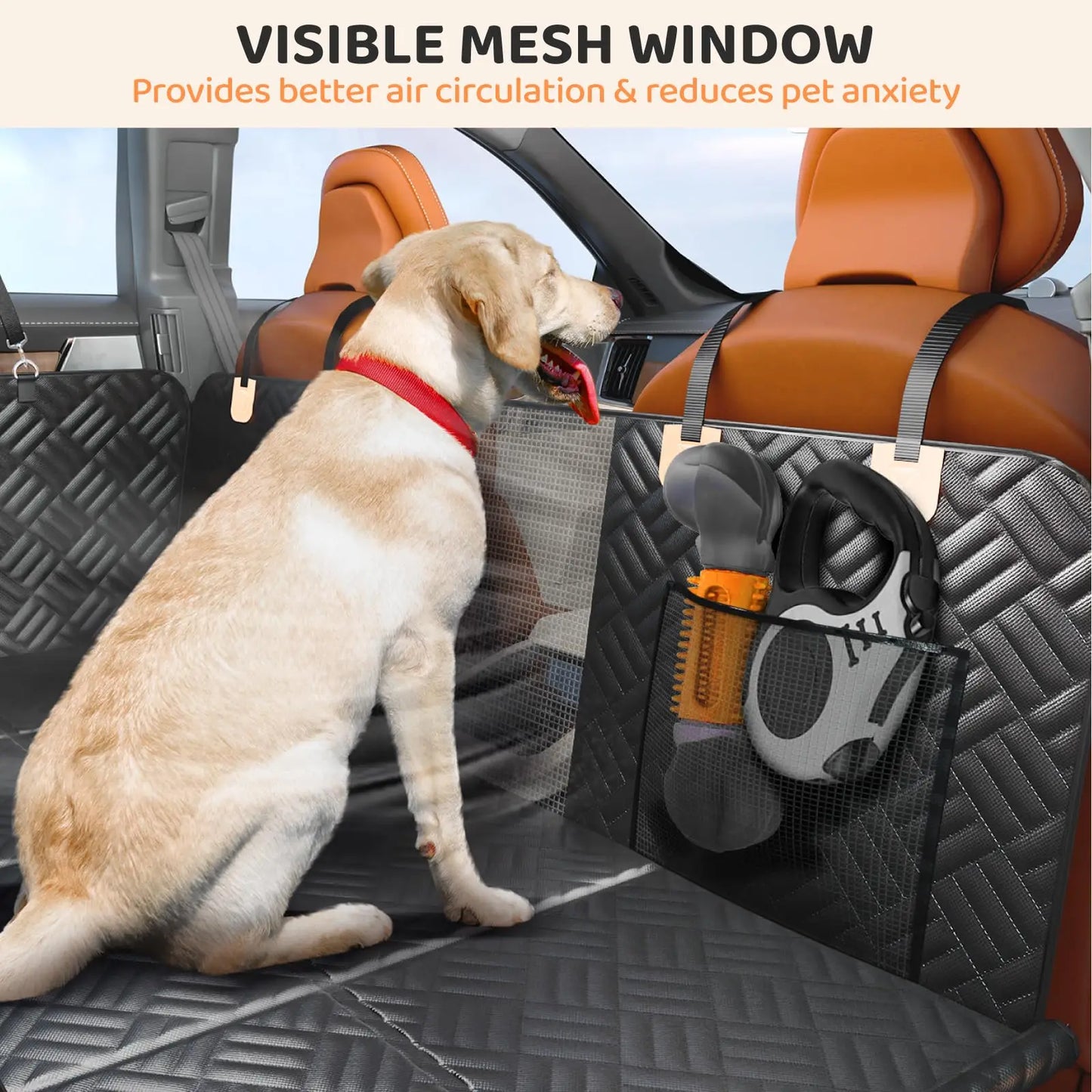 Car Rear Seat Seat Cover, Hard Bottom to 400 Pounds, 600D Heavy-Duty Anti-Scratch Washable Cars/Suvs