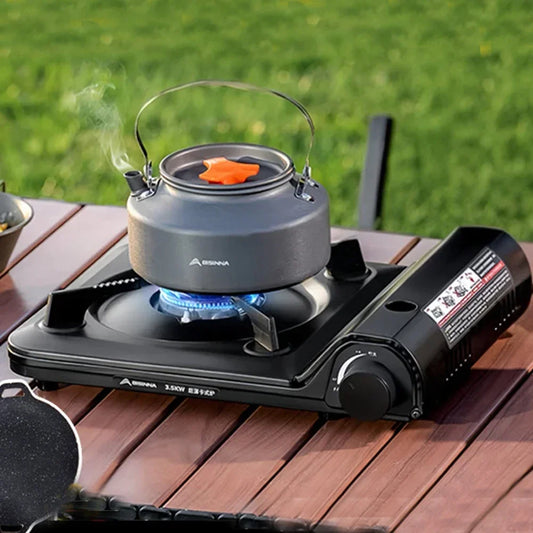 Single Burner Camping Gas Stove - Automatic Ignition Cassette Outdoor Cooking Hiking Picnic